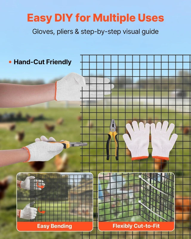 Alt view image 6 of 7 - Hardware Cloth 60 in x 50 ft, 1/2 in 19 Gauge Galvanized Wire Mesh Roll, Weather-Resistant Vinyl Coated Chicken Wire Fencing, Heavy Duty Welded Garden Plant Fencing for Rabbit Cage Snake Fence