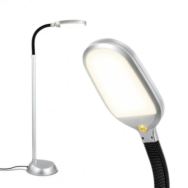 Main image of Litespan Titanium Silver LED Floor Reading Lamp, Energy Efficient, Adjustable Standing, 850-950 Lumens, 12W