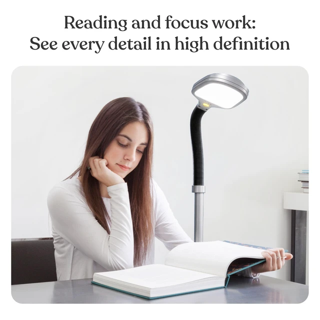 Alt view image 2 of 7 - Litespan Titanium Silver LED Floor Reading Lamp, Energy Efficient, Adjustable Standing, 850-950 Lumens, 12W