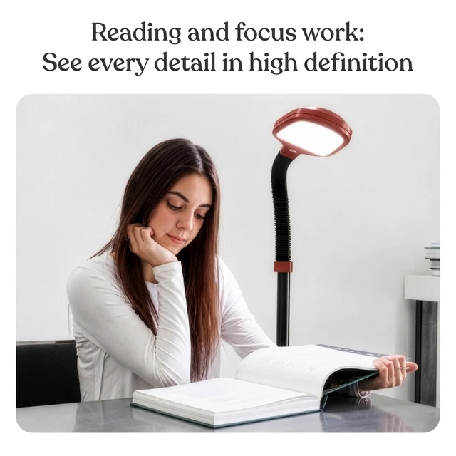 Alt view image 2 of 7 - Litespan - Bright LED Floor Reading Lamp for Over Chair Crafts and Reading, Estheticians' Light for Lash Extensions, Adjustable Standing Lamp for Living Room, Bedroom, Office - Red