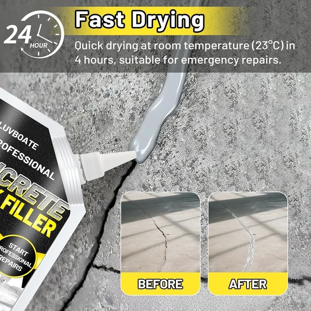 Alt view image 2 of 6 - Concrete Crack Filler, 9LB Waterproof Self Leveling Cement Crack Filler Slab Concrete Waterproof Repair Sealant for Driveways, Walkways, Patio, Joint, Indoor and Outdoor - Grey