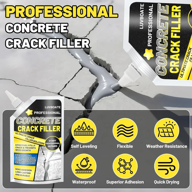 Alt view image 3 of 6 - Concrete Crack Filler, 9LB Waterproof Self Leveling Cement Crack Filler Slab Concrete Waterproof Repair Sealant for Driveways, Walkways, Patio, Joint, Indoor and Outdoor - Grey
