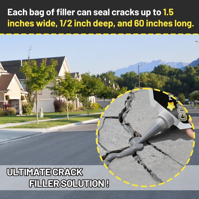 Alt view image 4 of 6 - Concrete Crack Filler, 9LB Waterproof Self Leveling Cement Crack Filler Slab Concrete Waterproof Repair Sealant for Driveways, Walkways, Patio, Joint, Indoor and Outdoor - Grey