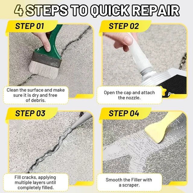 Alt view image 5 of 6 - Concrete Crack Filler, 9LB Waterproof Self Leveling Cement Crack Filler Slab Concrete Waterproof Repair Sealant for Driveways, Walkways, Patio, Joint, Indoor and Outdoor - Grey