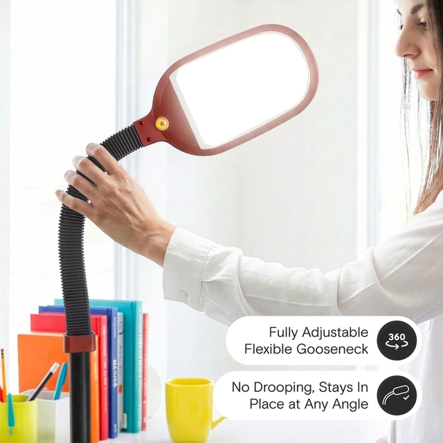 Alt view image 3 of 7 - Litespan - Bright LED Floor Reading Lamp for Over Chair Crafts and Reading, Estheticians' Light for Lash Extensions, Adjustable Standing Lamp for Living Room, Bedroom, Office - Red