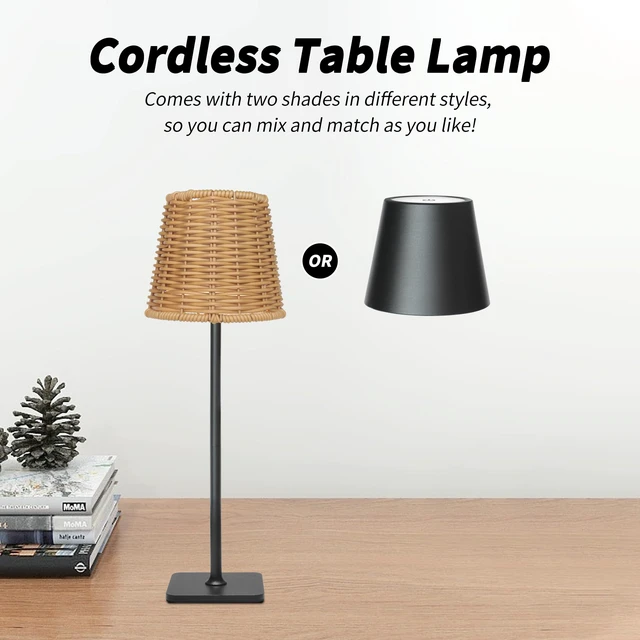 Alt view image 3 of 7 - Outdoor Waterproof Cordless Set of 2 Rechargeable Portable Top Touch Battery Operated Powered LED Table Lamp Desk Lamp Lights for Restaurant Kitchen Patio Dinner Dining (Black 2 Pack)