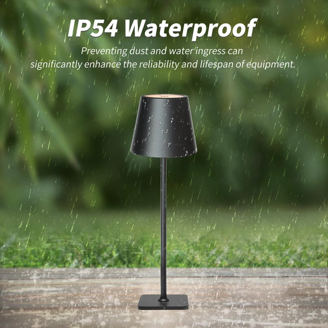 Alt view image 2 of 7 - Outdoor Waterproof Cordless Set of 2 Rechargeable Portable Top Touch Battery Operated Powered LED Table Lamp Desk Lamp Lights for Restaurant Kitchen Patio Dinner Dining (Black 2 Pack)