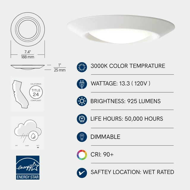 Alt view image 3 of 7 - 14550S-15 Generation Lighting Traverse Lyte Round 6 in. 3000K, Canless Integrated LED Recessed Light, 925 Lumens, 90 CRI, T24 Complaint, Wet Rated in White Finish (4 Pack)