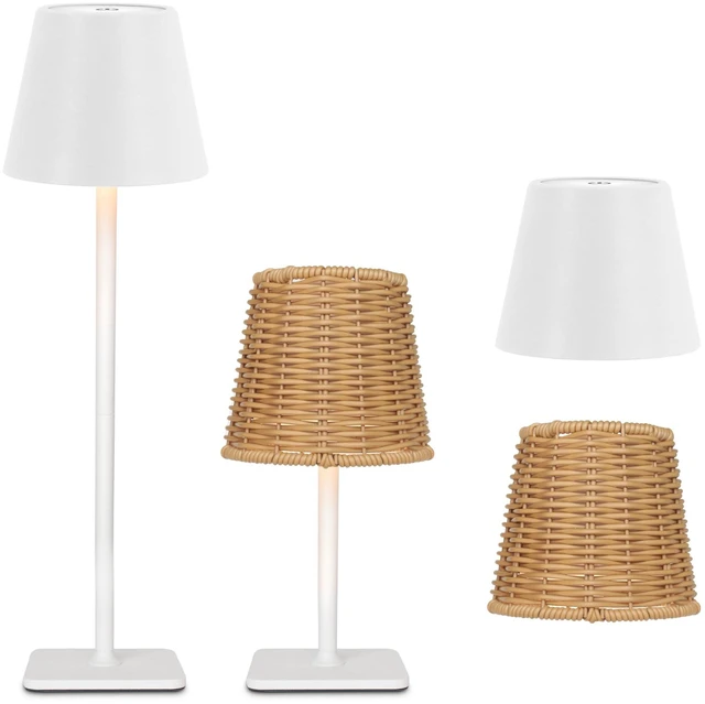 Main image of Outdoor Waterproof Cordless Set of 2 Rechargeable Portable Top Touch Battery Operated Powered LED Table Lamp Desk Lamp Lights for Restaurant Kitchen Patio Dinner Dining (White 2 Pack)