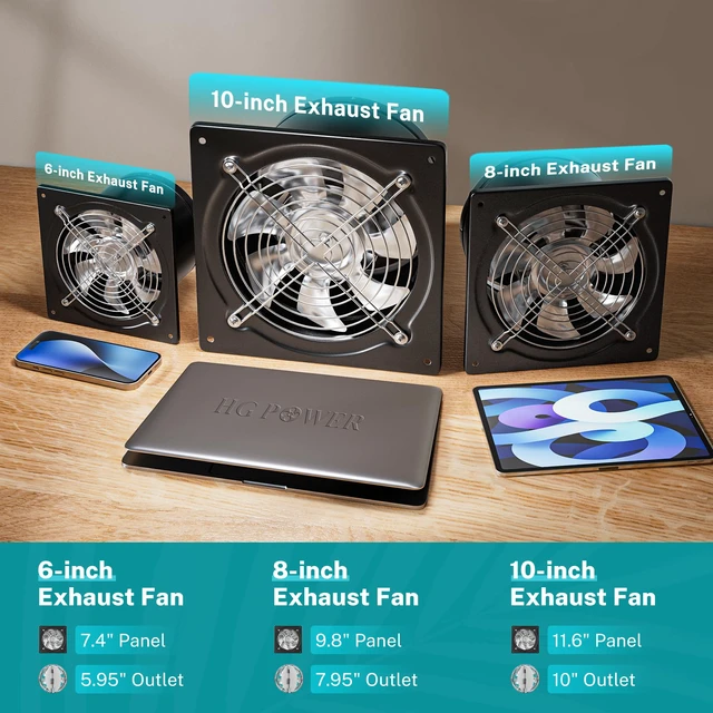 Alt view image 5 of 7 - 10 Inch Metal Exhaust Fan with Switch, 988 CFM Powerful Garage Exhaust Fan with Damper, Potable Wall Mount Fan Fume Extractor Ventilation Fan for Shop, Shed, Basement, Chicken Coop, Black