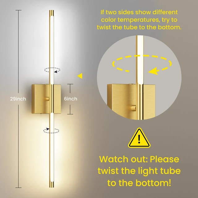 Alt view image 2 of 7 - 10000mAh Battery Operated Wall Sconces Set of 2, Gold-29Inch 3CCT, Renter Friendly, Rechargeable, Remote, 360° Rotate, Dimmable, Cordless Wall Lights for Bedroom Living Room Home Decor