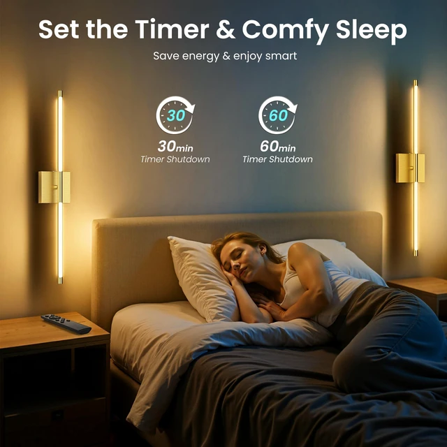Alt view image 7 of 7 - 10000mAh Battery Operated Wall Sconces Set of 2, Gold-29Inch 3CCT, Renter Friendly, Rechargeable, Remote, 360° Rotate, Dimmable, Cordless Wall Lights for Bedroom Living Room Home Decor