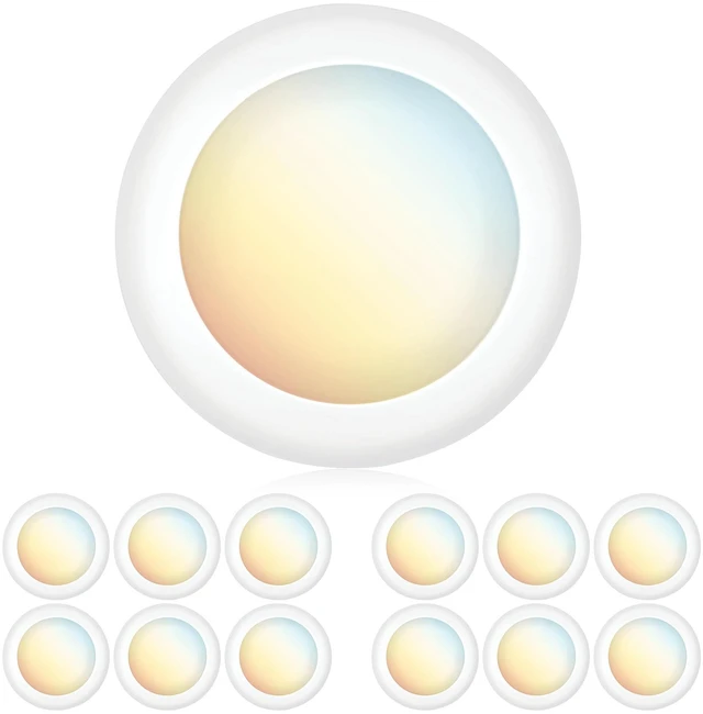 Main image of (12 Pack) 5/6 Inch Dimmable 5CCT LED Disk Lights, 15W Surface Mount Ceiling Disc Lighting 5 Color Selectable 2700K/3000K/3500K/4000K/5000K 1100lm, J-Box Or Recessed Can Installation, UL-Listed