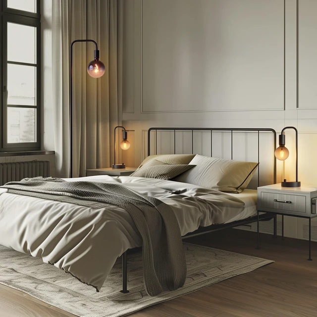Alt view image 2 of 6 - Industrial Lamp Set 3 Piece-1 Floor Lamp and 2 Dimmable Table Lamp- 3 Pack Modern Matching Floor and Table Lamp with Gradient Black Globe Bulb for Living Room,Bedroom(Bulb Included)