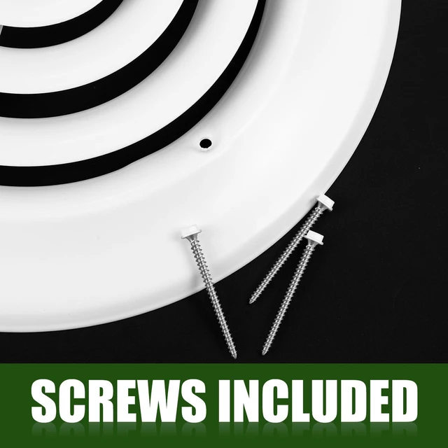 Alt view image 4 of 7 - 8 Pcs 6 Inch Round Vent Cover, White Ceiling Diffuser with Screws Outer Dimensions 9-15/16", HVAC Vent Duct Register Cover, Replacement Exhaust Fan Covers for Home Office Kitchen Ventilation