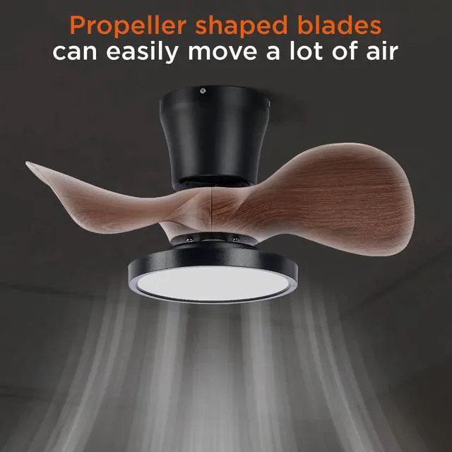 Alt view image 6 of 7 - Quiet Ceiling Fan with LED Light 22 inch Large Air Volume Remote Control for Kitchen Bedroom Dining Room Patio