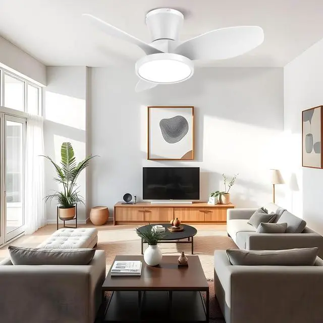 Alt view image 6 of 7 - Quiet Ceiling Fan with LED Light DC Motor 32 inch Large Air Volume Remote Control White for Kitchen Bedroom Dining Room Patio