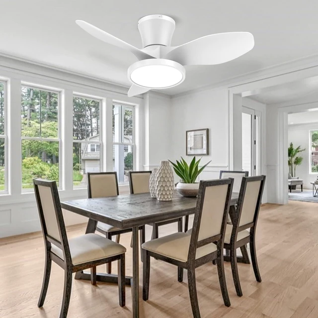 Alt view image 7 of 7 - Quiet Ceiling Fan with LED Light DC Motor 32 inch Large Air Volume Remote Control White for Kitchen Bedroom Dining Room Patio