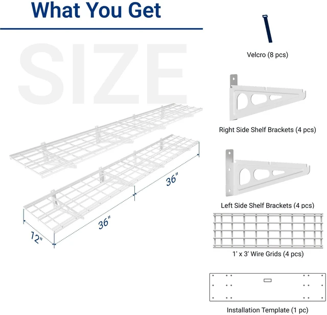 Alt view image 2 of 7 - 12-inch-by-72-inch Wall Shelf Garage Storage Rack Wall Mounted Floating Shelves,1x6ft,White, 2-Pack, Classic Series