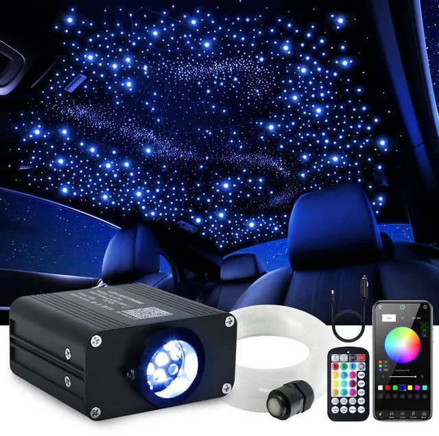 Main image of 16W Car Home Starlight Headliner Kit, Twinkle & Sound Activate RGBW Fiber Optic Lights with APP & Remote Control, Star Lights for Ceiling Decoration, 450 pcs 9.8ft