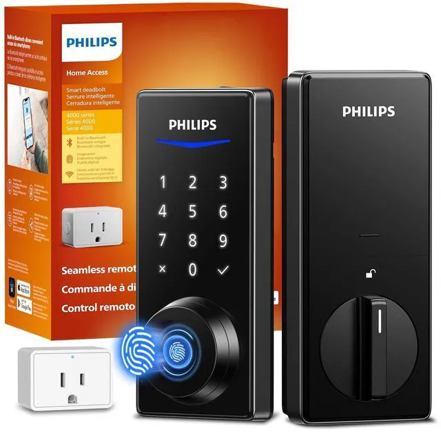 Main image of Wi-Fi Smart Lock with Bridge, Fingerprint & App Control Auto Lock 0.3s Unlock, 100 User PIN Codes, Fits Most Doors, Weatherproof, Backlit Touchscreen