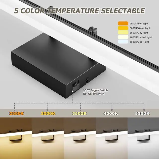 Alt view image 4 of 7 - Black Vanity Light 31.5" Long 24W LED Bathroom Light Bar with 5CCT Adjustable Modern Bathroom Vanity Light Fixture for Mirror, Powder Room, Bedroom, Apartment, Hotel