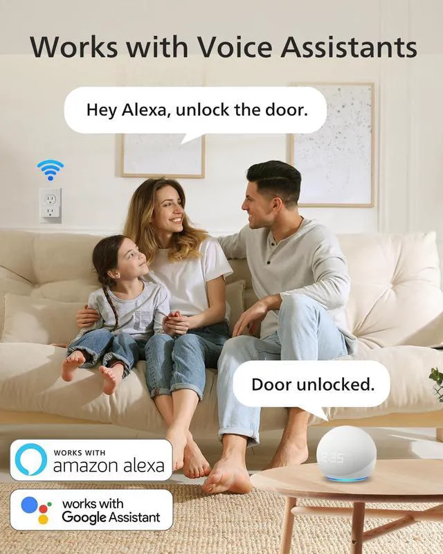 Alt view image 5 of 7 - Wi-Fi Smart Lock with Bridge, Fingerprint & App Control Auto Lock 0.3s Unlock, 100 User PIN Codes, Fits Most Doors, Weatherproof, Backlit Touchscreen