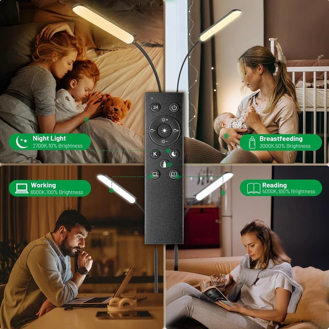 Alt view image 6 of 7 - Dimmable LED Floor Lamp, Super Bright Reading Lamps Floor Standing lamp with Remote & Touch Control, Stepless Dimming & 2700K-6500K Color Temperature, for Living Room Bedroom Office, 2 Pack