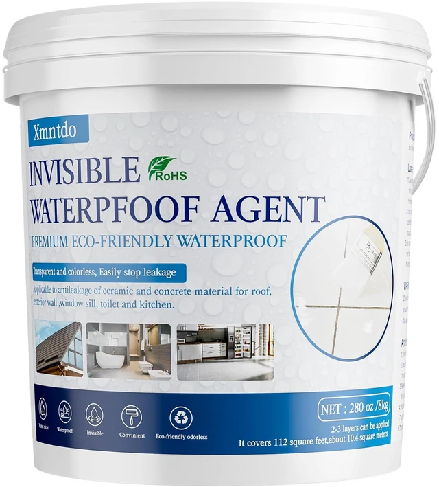 Main image of Transparent Waterproof Coating Sealant 280 Oz (8 KG) Water-based, Invisible Waterproof Anti-Leakage Agent, Indoor and Outdoor Sealing Wood, Gutter, Metal, Skylight, Roof Repair
