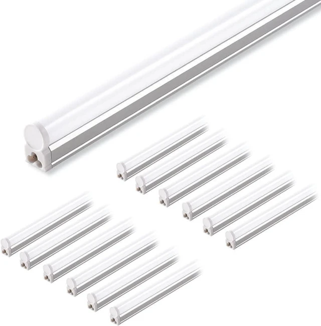 Main image of 12 Pack T5 LED Shop Light 4FT, 4000K Cool White, 2200lm, 20W Utility Linkable Lights, Garage Ceiling and Under Cabinet Light, ETL Listed, Built-in ON/Off Switch for Workshop Warehouse