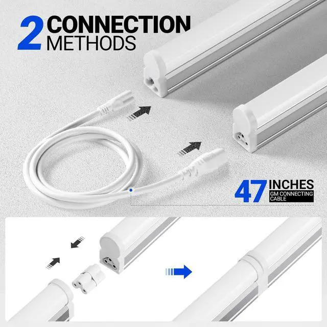 Alt view image 5 of 7 - LED T5 Shop Light 4FT, 2200lm, 4000K Cool White, 20W, 8 Packs Linkable Shop Lights, Ceiling and Under Cabinet Light, Tube Lights for Garage Warehouse Workshop Basement, ETL Listed