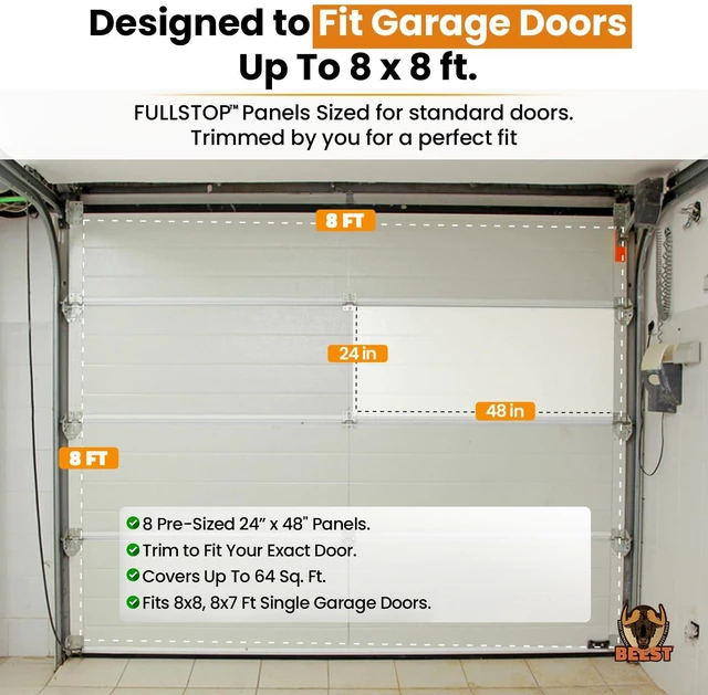 Alt view image 4 of 7 - FULLSTOP Garage Door Insulation Kit - 8x8 & 8x7 ft Single Garage Door Insulation Panels - 8 Pre-Cut 24x48 Foam-Core Panels w/ Tape, Cutter & Squeegee - Improve Garage Comfort Year-Round