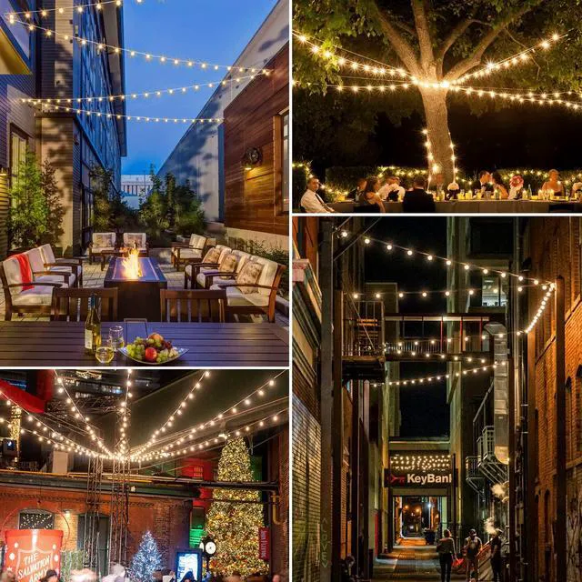 Alt view image 5 of 5 - 150Ft(3x50Ft) Outdoor String Lights, Connectable G40 Globe Patio Lights Connectable with 75+6 LED Plastic Bulbs for Outside Backyard Wedding-White Wire