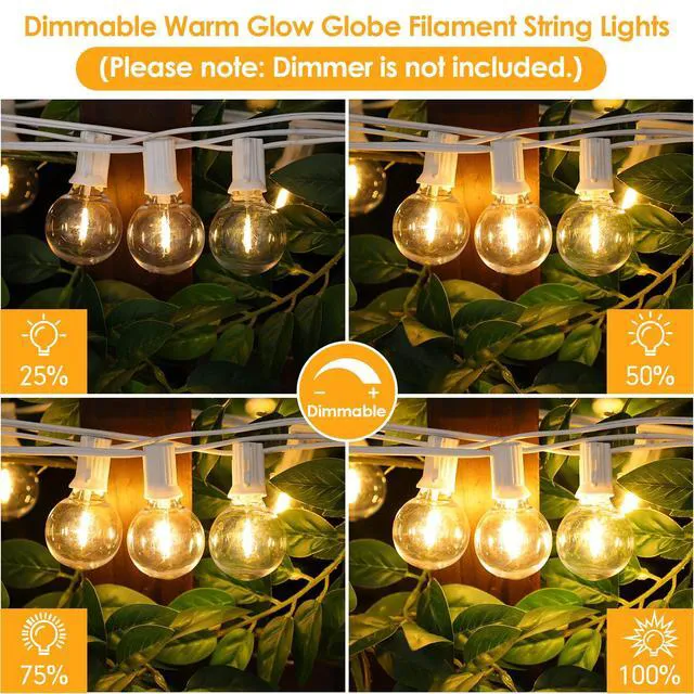 Alt view image 2 of 5 - 150Ft(3x50Ft) Outdoor String Lights, Connectable G40 Globe Patio Lights Connectable with 75+6 LED Plastic Bulbs for Outside Backyard Wedding-White Wire
