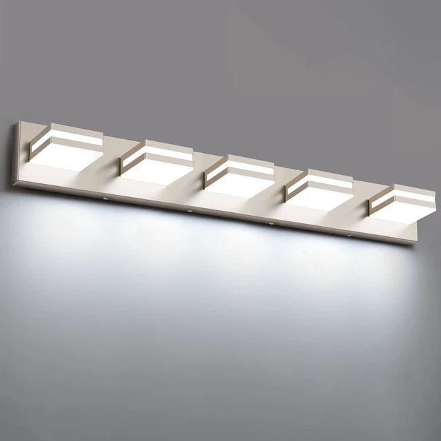 Main image of Bathroom Lights Fixtures Over Mirror, 360°Rotate Modern LED Vanity Lights for Bathroom, 40W Dimmable & High CRI Acrylic Wall Lighting, No Assembly Required (Brushed Nickel, 5-Light, 30 Inch)
