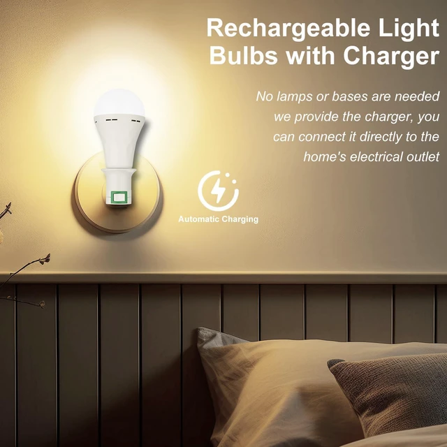 Alt view image 4 of 7 - 10 Pack Rechargeable Emergency Light Bulbs for Power Outage Battery Operated Light Bulb for Camping Outdoor Hurricane 9W E27 8500K White Self-Charging LED Bulbs