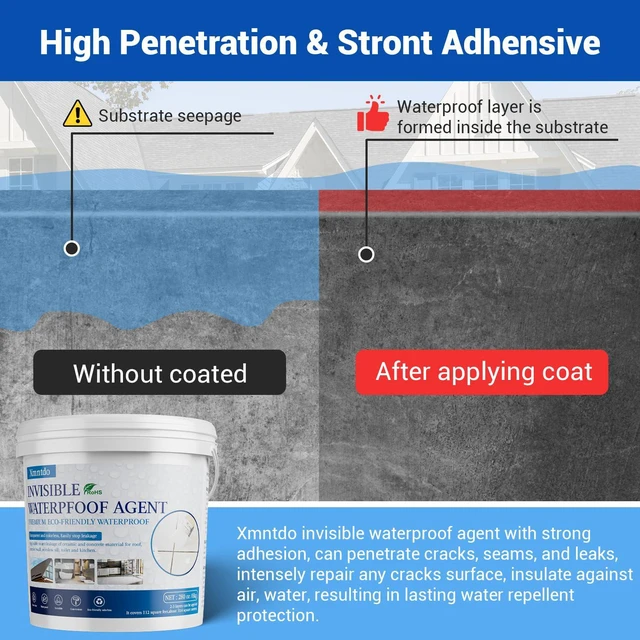 Alt view image 5 of 7 - Transparent Waterproof Coating Sealant 280 Oz (8 KG) Water-based, Invisible Waterproof Anti-Leakage Agent, Indoor and Outdoor Sealing Wood, Gutter, Metal, Skylight, Roof Repair