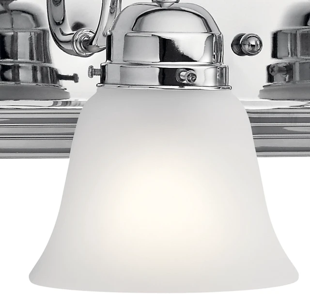 Alt view image 6 of 7 - 4-Light Bathroom Vanity Light, Chrome Satin etched glass vanity light for bathroom mirrors (30" x 8" x 8"), 5338CHS