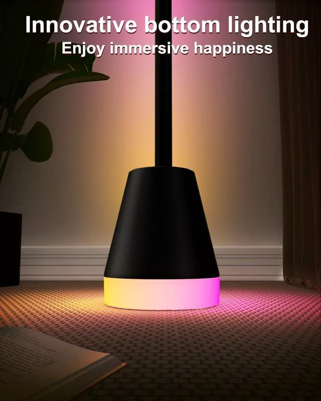Alt view image 2 of 7 - Smart RGB LED Corner Floor Lamp,Bright Tall Standing Lamps with APP and Remote,Modern Floor Lamp with Music Sync and 16 Million Colors, Ambient Lighting for Living Room Matte Black 2 Pack