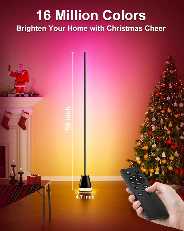 Alt view image 4 of 7 - Smart RGB LED Corner Floor Lamp,Bright Tall Standing Lamps with APP and Remote,Modern Floor Lamp with Music Sync and 16 Million Colors, Ambient Lighting for Living Room Matte Black 2 Pack