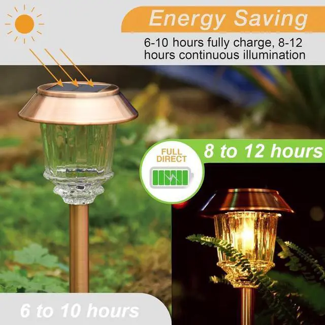 Alt view image 4 of 7 - Solar Lights Outdoor Waterproof, 4 Pack Solar Pathway Garden Lights 10-40LM Dimmable Warm White, All-metal Auto On/Off Solar Light, Waterproof Solar Powered Light for Driveway Walkway Sidewalk