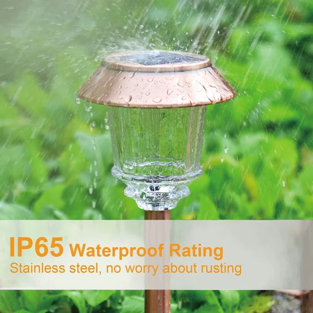 Alt view image 3 of 7 - Solar Lights Outdoor Waterproof, 4 Pack Solar Pathway Garden Lights 10-40LM Dimmable Warm White, All-metal Auto On/Off Solar Light, Waterproof Solar Powered Light for Driveway Walkway Sidewalk