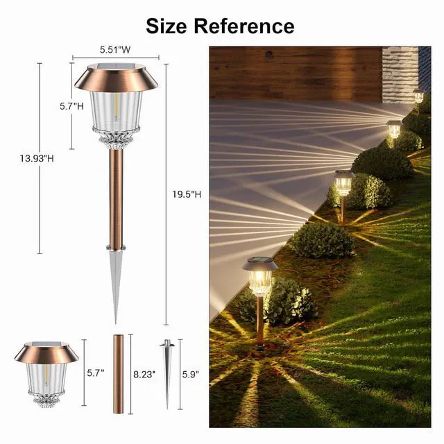 Alt view image 5 of 7 - Solar Lights Outdoor Waterproof, 4 Pack Solar Pathway Garden Lights 10-40LM Dimmable Warm White, All-metal Auto On/Off Solar Light, Waterproof Solar Powered Light for Driveway Walkway Sidewalk