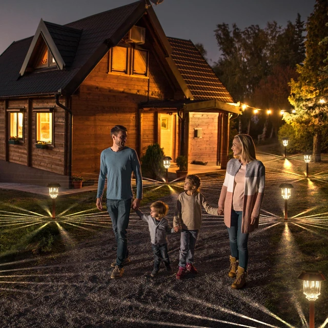 Alt view image 6 of 7 - Solar Lights Outdoor Waterproof, 4 Pack Solar Pathway Garden Lights 10-40LM Dimmable Warm White, All-metal Auto On/Off Solar Light, Waterproof Solar Powered Light for Driveway Walkway Sidewalk