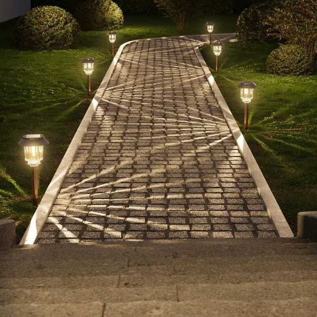 Alt view image 7 of 7 - Solar Lights Outdoor Waterproof, 4 Pack Solar Pathway Garden Lights 10-40LM Dimmable Warm White, All-metal Auto On/Off Solar Light, Waterproof Solar Powered Light for Driveway Walkway Sidewalk