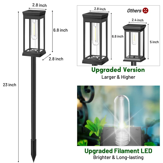 Alt view image 5 of 7 - 12-Pack Solar Pathway Lights Outdoor, Landscape Lights Cool White Upgraded Large Size & Bright LED, Auto ON/OFF, IP65 Waterproof, Easy Installation, Solar Powered Lights for Garden Walkway