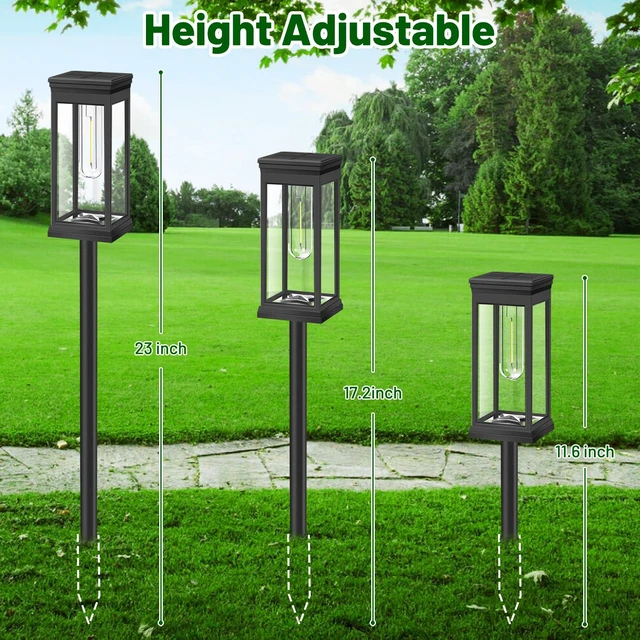 Alt view image 6 of 7 - 12-Pack Solar Pathway Lights Outdoor, Landscape Lights Cool White Upgraded Large Size & Bright LED, Auto ON/OFF, IP65 Waterproof, Easy Installation, Solar Powered Lights for Garden Walkway