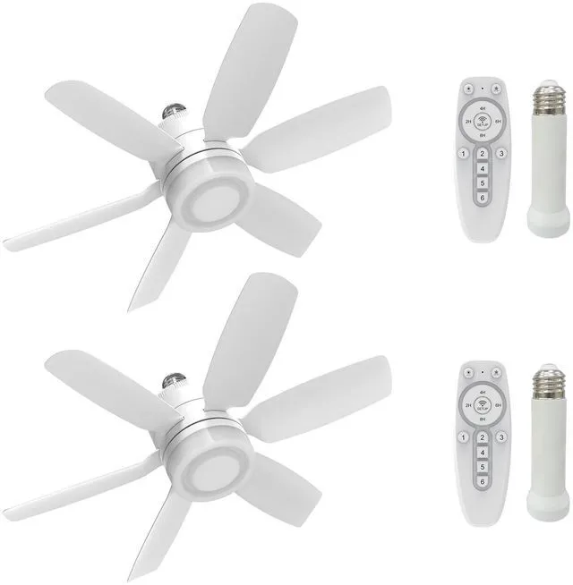 Main image of 2 Pack Socket Fan Light, E26/E27 Screw in Ceiling Fans with Lights and Remote, 19.7 Inch, 6 Speed Socket Fan with Dimmable Lights 3000K-6500K, Light Bulb Fan for Bedroom Kitchen Garage Laundry Room