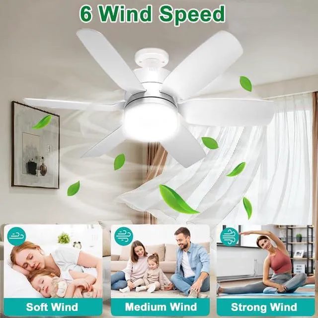 Alt view image 3 of 7 - 2 Pack Socket Fan Light, E26/E27 Screw in Ceiling Fans with Lights and Remote, 19.7 Inch, 6 Speed Socket Fan with Dimmable Lights 3000K-6500K, Light Bulb Fan for Bedroom Kitchen Garage Laundry Room