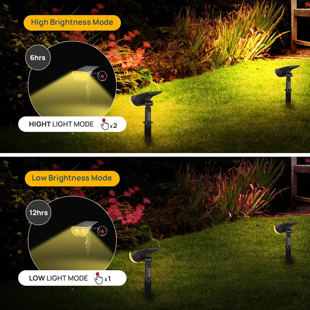 Alt view image 4 of 7 - Solar Spotlights Outdoor Waterproof Dusk to Dawn Warm White 10 Pack StarrayS Mini, 2 Lighting Modes, 3000K, IP65, Adjustable Head for Landscape Garden Yard Patio Flag Tree Backyard Pathway